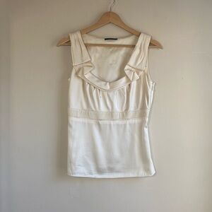 ● Elie Tahari 100% Silk Cream Pleated Tank Top ●